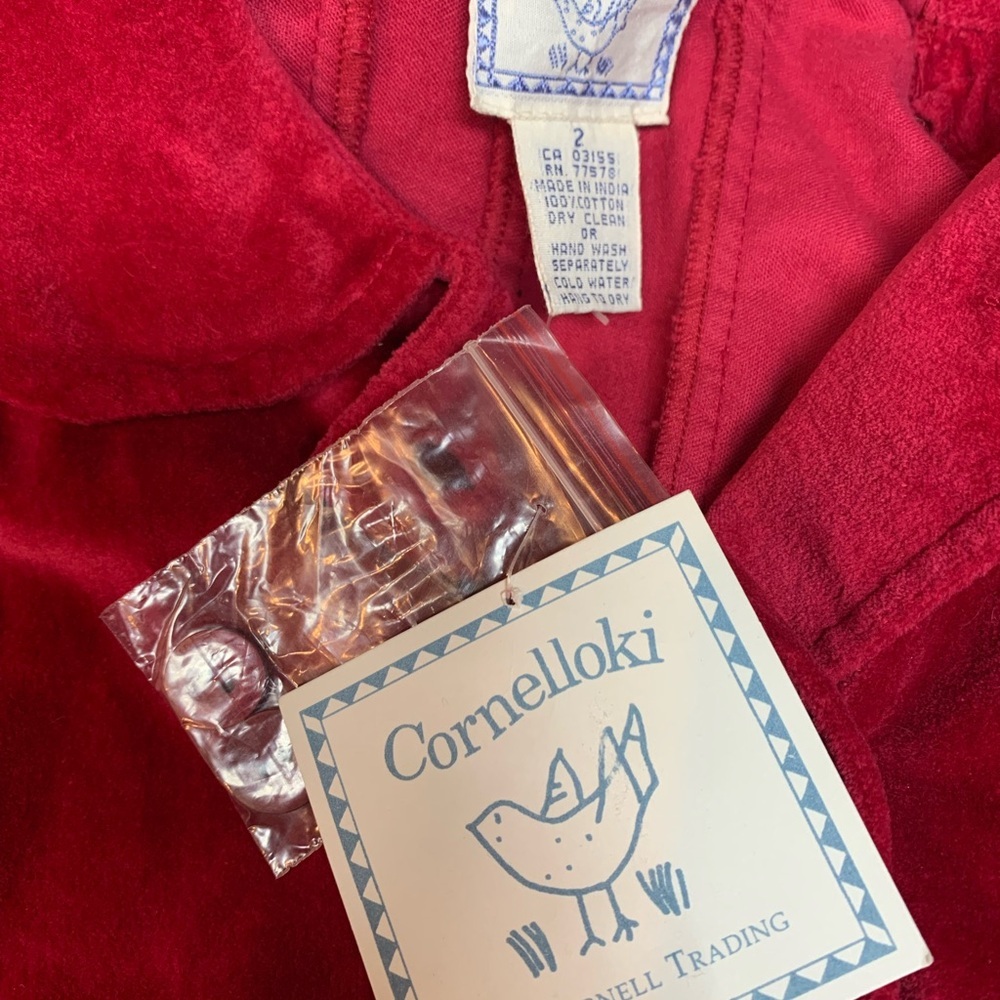NEW April Cornell Cornelloki Raspberry Velvet Double Breasted Coat Size 2 - Picture 4 of 6
